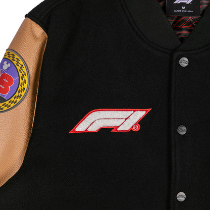 Formula 1 x Disney Varsity Jacket Replica | Mickey Mouse Motorsport Bomber Jacket Black Unisex