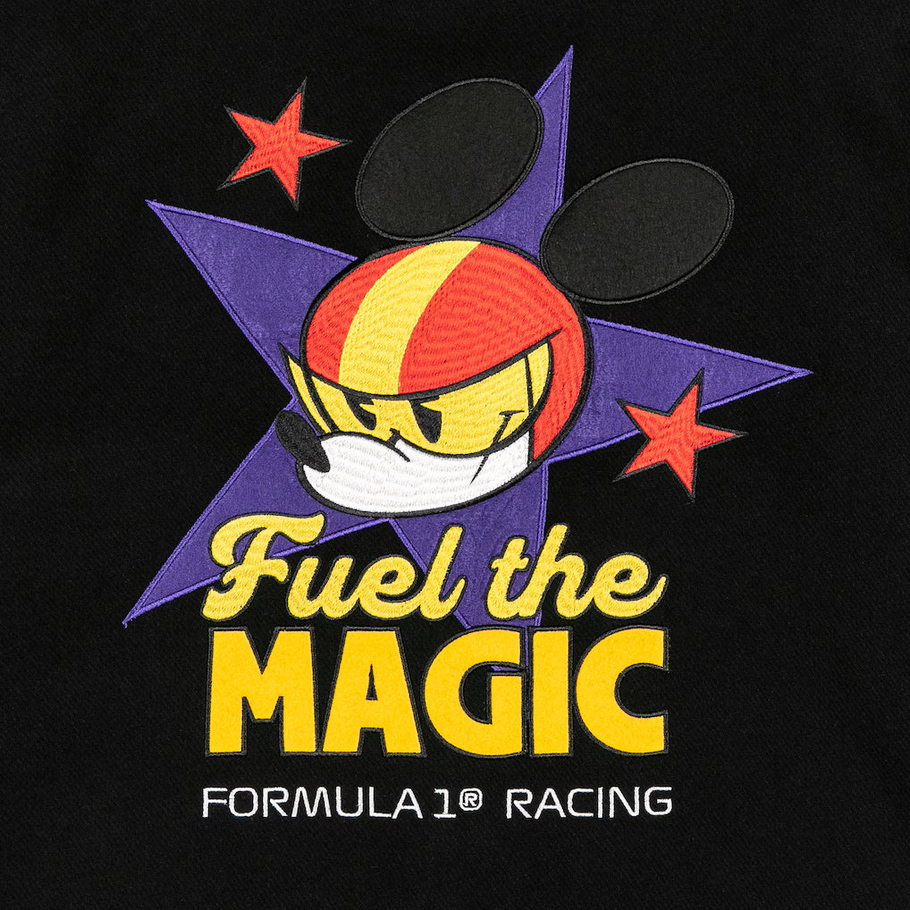 Formula 1 x Disney Varsity Jacket Replica | Mickey Mouse Motorsport Bomber Jacket Black Unisex