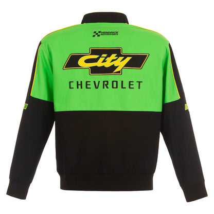 Men's NASCAR JH Design Black City Chevrolet Legend Full-Snap Twill Uniform Jacket | Official Racing Team Jacket