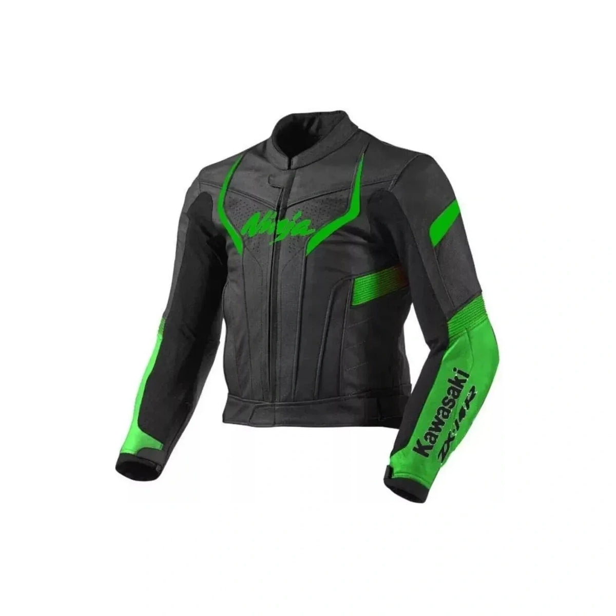 Kawasaki Ninja ZX14R Black Green Motorcycle Leather Racing Jacket