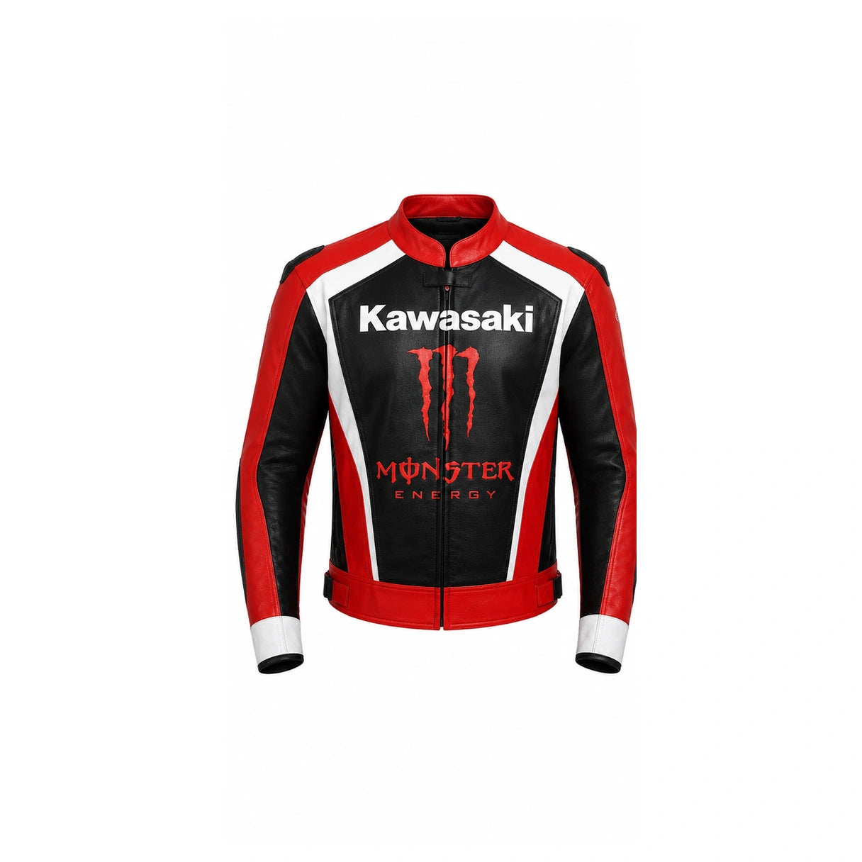 Kawasaki Motorcycle Leather Racing Jacket Black Red