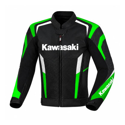 Kawasaki Motorcycle Riding Jacket Black Green | Protective Racing Jacket