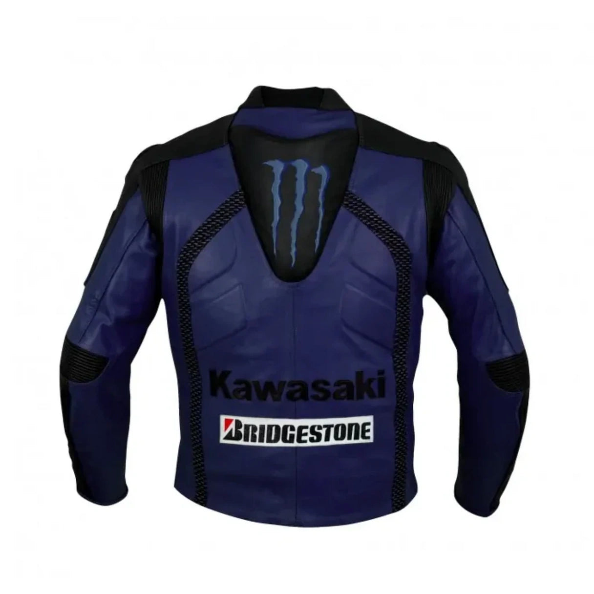 Kawasaki Racing Motorcycle Leather Jacket Blue & Black