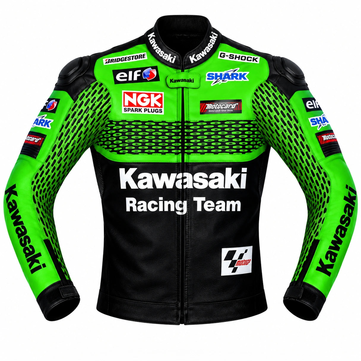 Kawasaki Racing Team Motorcycle Leather Jacket – Green & Black Racing Jacket