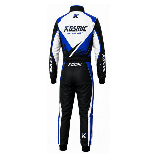 Kosmic Karting Suit – Black, White & Blue Racing Suit