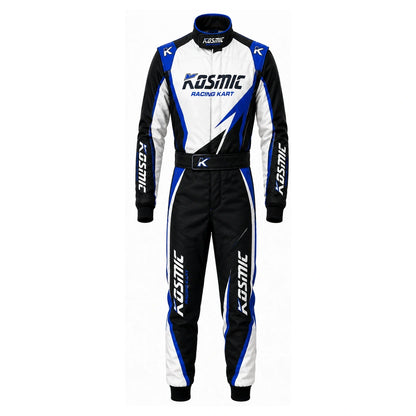 Kosmic Karting Suit – Black, White & Blue Racing Suit