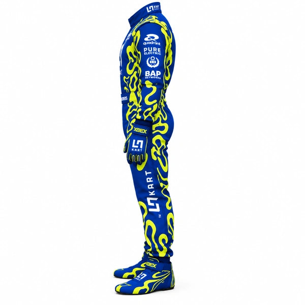 L7 Kart blue neon yellow racing suit right side profile