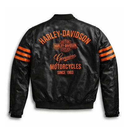Men’s Harley-Davidson Genuine Cowhide Leather Motorcycle Bomber Jacket