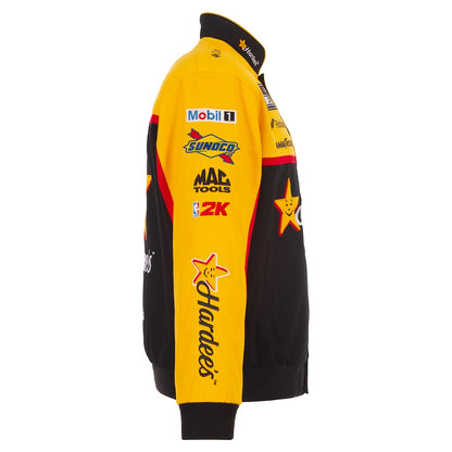 Men's Bubba Wallace JH Design Black 2026 Hardee's Full-Snap Twill Racing Jacket | Official NASCAR Team Jacket