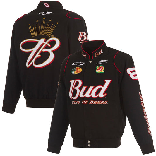 Men's Dale Earnhardt Jr. JH Design Black Budweiser Full-Snap Twill Jacket | Official NASCAR Racing Jacket