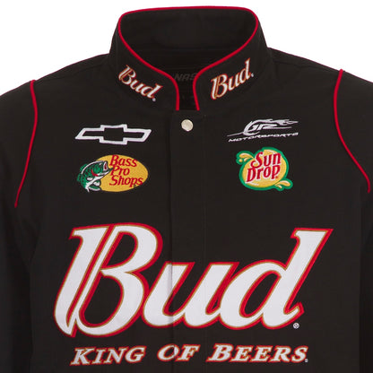 Men's Dale Earnhardt Jr. JH Design Black Budweiser Full-Snap Twill Jacket | Official NASCAR Racing Jacket