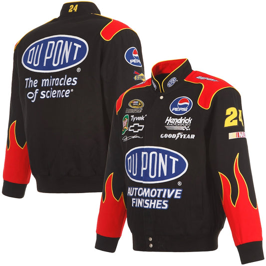 Men's Jeff Gordon JH Design Black DuPont Twill Driver Uniform Full-Snap Jacket | Official NASCAR Racing Jacket
