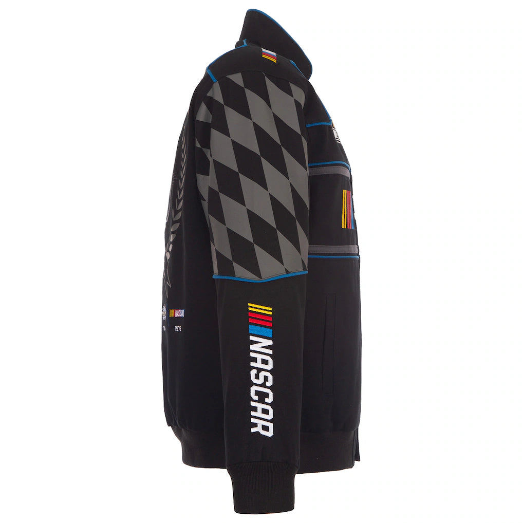 Men's NASCAR JH Design Black 2026 Full-Snap Twill Racing Jacket