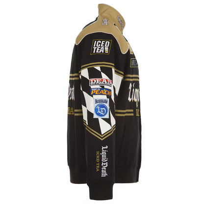 Men's NASCAR JH Design Black Liquid Death Full-Snap Twill Uniform Jacket | Official Racing Team Varsity Jacket