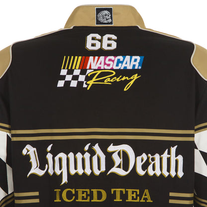 Men's NASCAR JH Design Black Liquid Death Full-Snap Twill Uniform Jacket | Official Racing Team Varsity Jacket