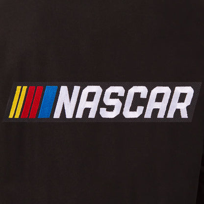 Men's NASCAR JH Design Black Wool & Leather Varsity Jacket | Premium Racing Letterman Jacket
