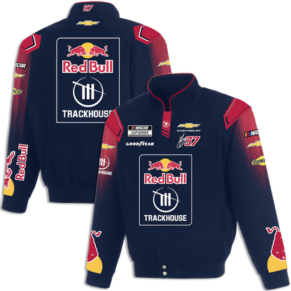 Men's Shane van Gisbergen JH Design Navy 2026 Trackhouse Red Bull Full-Snap Twill Racing Jacket | Official NASCAR Jacket