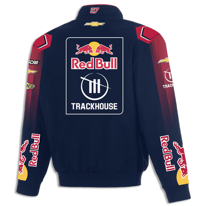 Men's Shane van Gisbergen JH Design Navy 2026 Trackhouse Red Bull Full-Snap Twill Racing Jacket | Official NASCAR Jacket