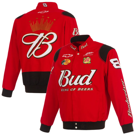 Men's Dale Earnhardt Jr. JH Design Red Budweiser Full-Snap Twill Jacket | Official NASCAR Racing Jacket