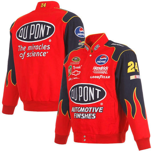 Men's Jeff Gordon JH Design Red DuPont Twill Driver Uniform Full-Snap Jacket | Official NASCAR Racing Jacket