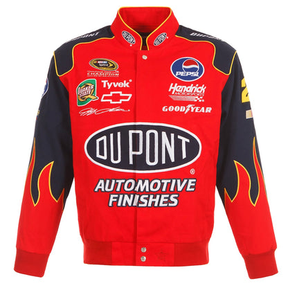 Men's Jeff Gordon JH Design Red DuPont Twill Driver Uniform Full-Snap Jacket | Official NASCAR Racing Jacket