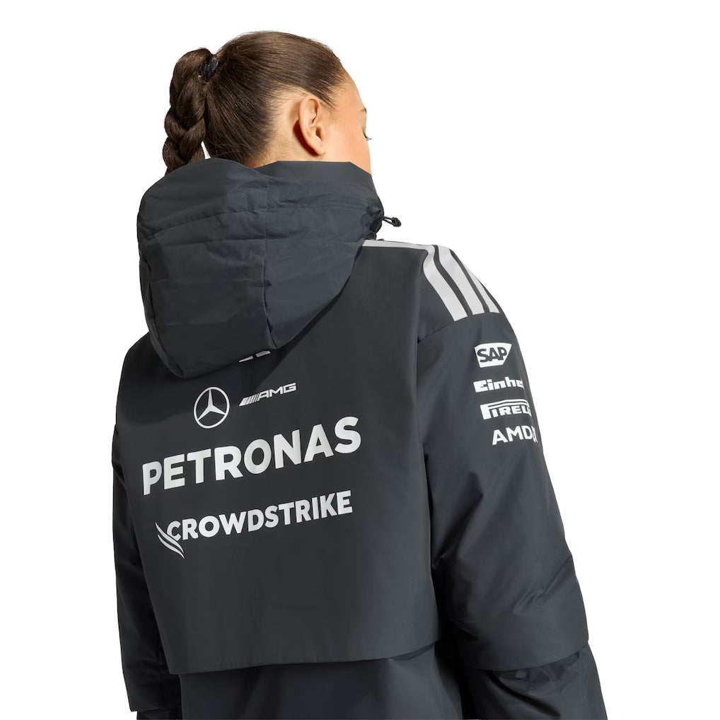 Mercedes AMG Petronas adidas F1 Team Replica Crop Jacket Black Women's Formula 1 Racing Jacket