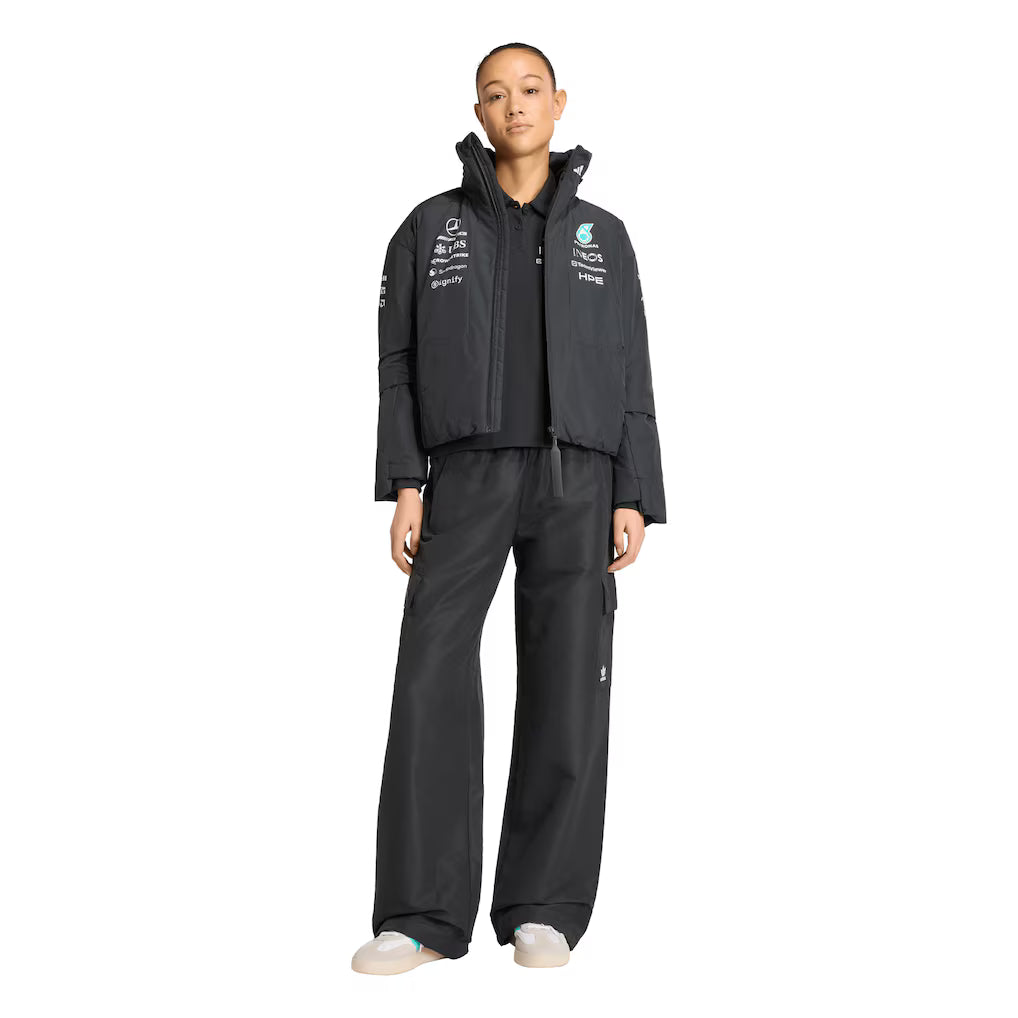 Mercedes AMG Petronas adidas F1 Team Replica Crop Jacket Black Women's Formula 1 Racing Jacket