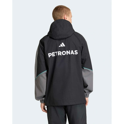 Mercedes F1 Engineers Jacket rear view showing Petronas branding and grey sleeve panels