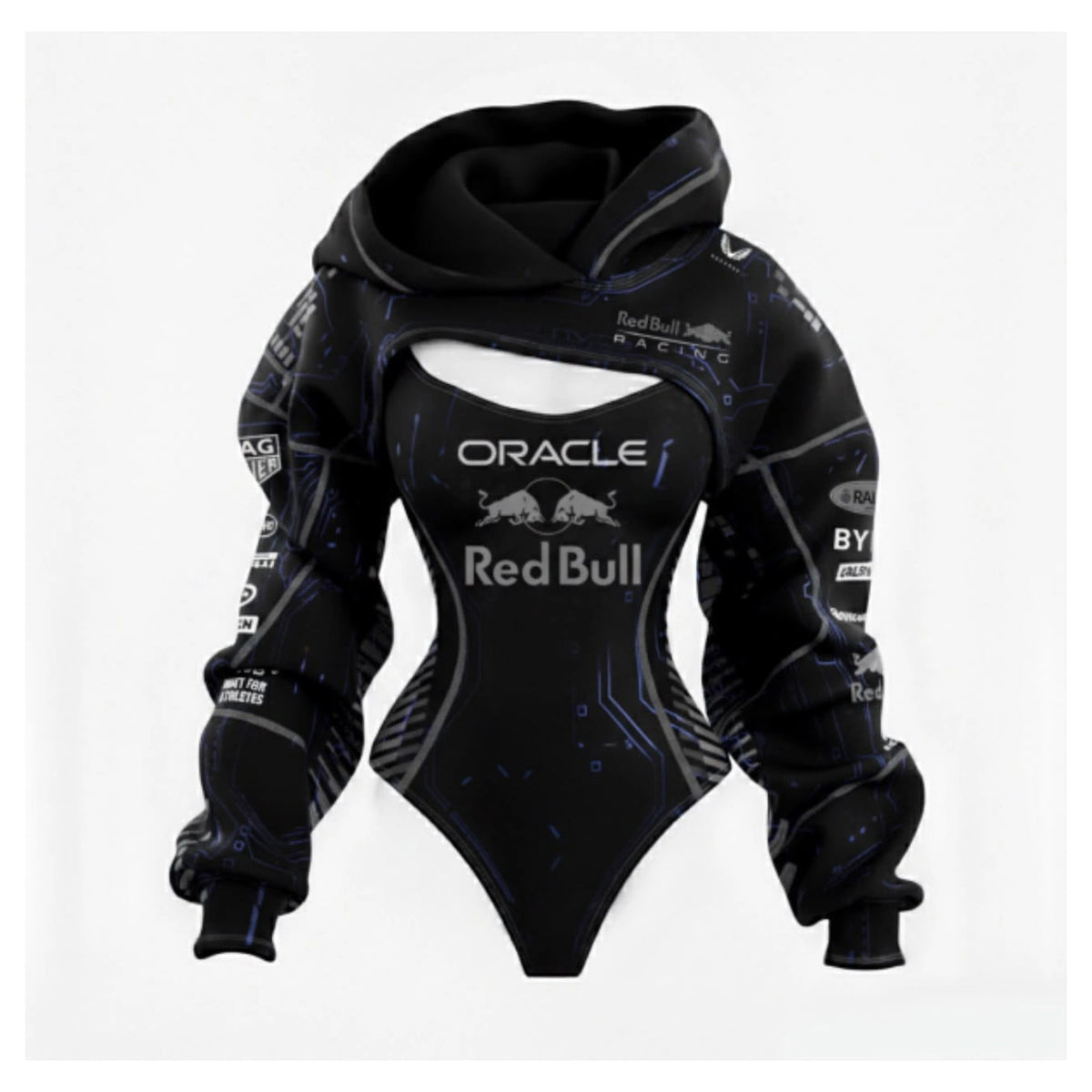 Red Bull Black Racing Body Suit Hoodie | Motorsport Style Bodysuit