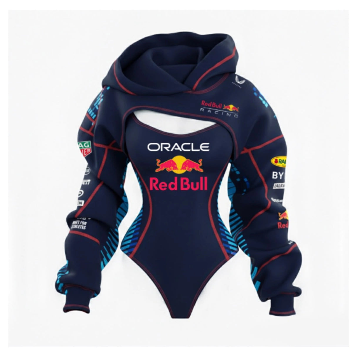 Red Bull Navy Blue Racing Body Suit Hoodie | Motorsport Bodysuit