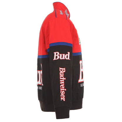 Men's Ken Schrader JH Design Black/Red Bud King of Beers Twill Driver Uniform Full-Snap Jacket | Official NASCAR Racing Jacket
