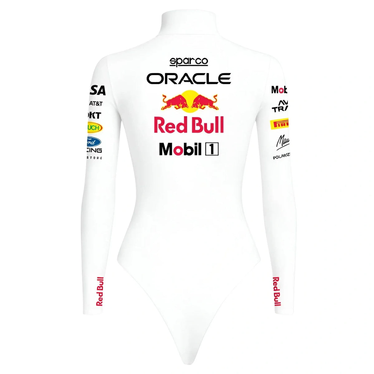 Women’s White Racing Bodysuit | Long Sleeve Motorsport Style Bodysuit