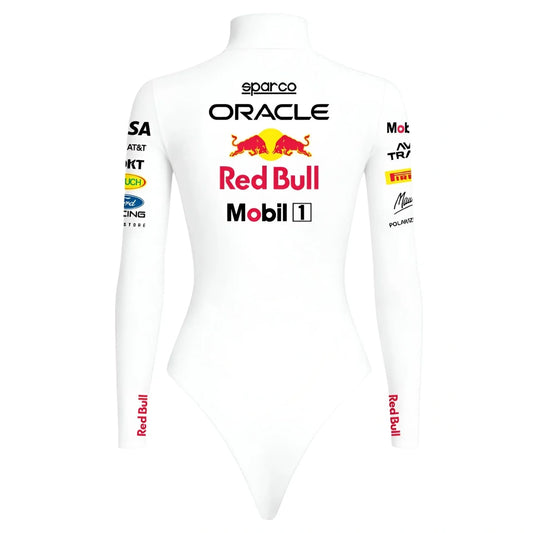 Women’s White Racing Bodysuit | Long Sleeve Motorsport Style Bodysuit