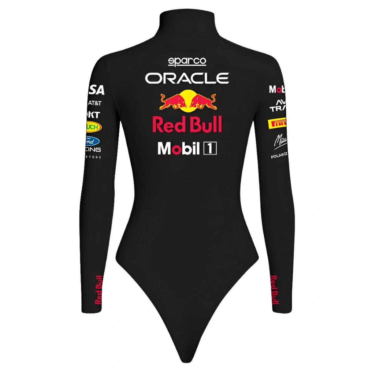 Women’s Black Racing Bodysuit | Long Sleeve Motorsport Style Bodysuit