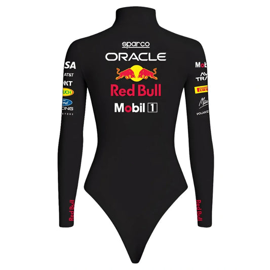 Women’s Black Racing Bodysuit | Long Sleeve Motorsport Style Bodysuit