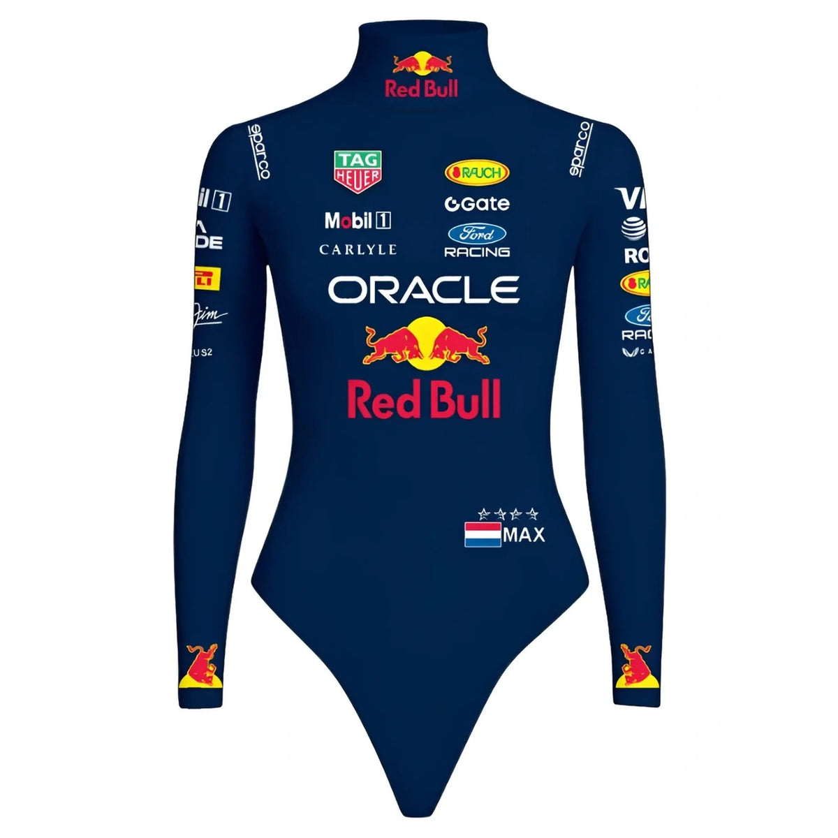 Women’s Red Bull Racing Style Bodysuit | Long Sleeve F1 Racing Suit