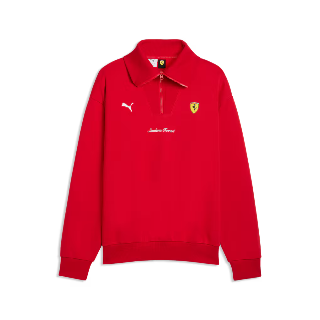 Scuderia Ferrari Puma Little Shield Half Zip Fleece Red | Formula 1 Team Replica Sweatshirt Unisex