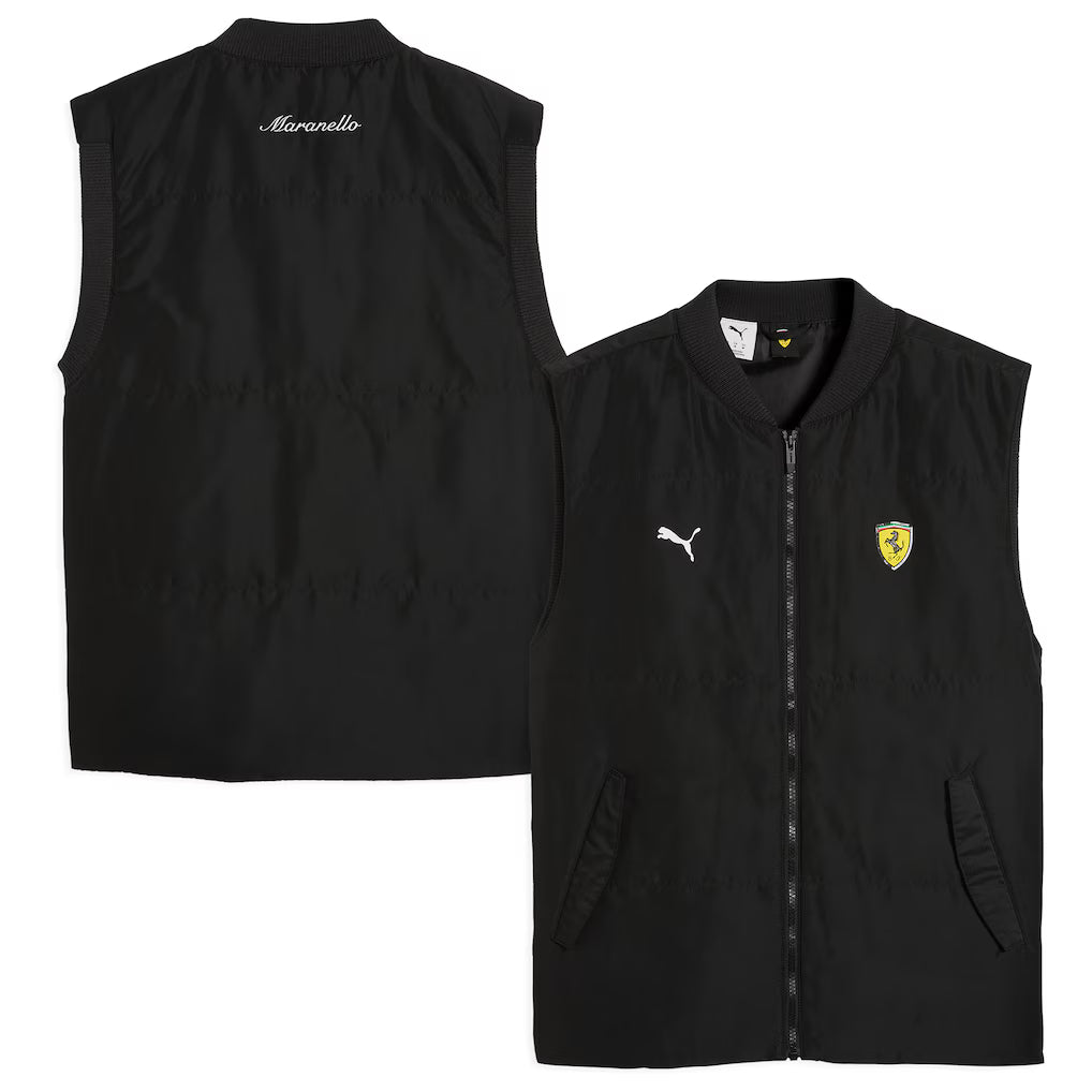 Scuderia Ferrari 2025 Puma Lightly Padded Gilet Black | Premium F1 Team Vest for Men & Women