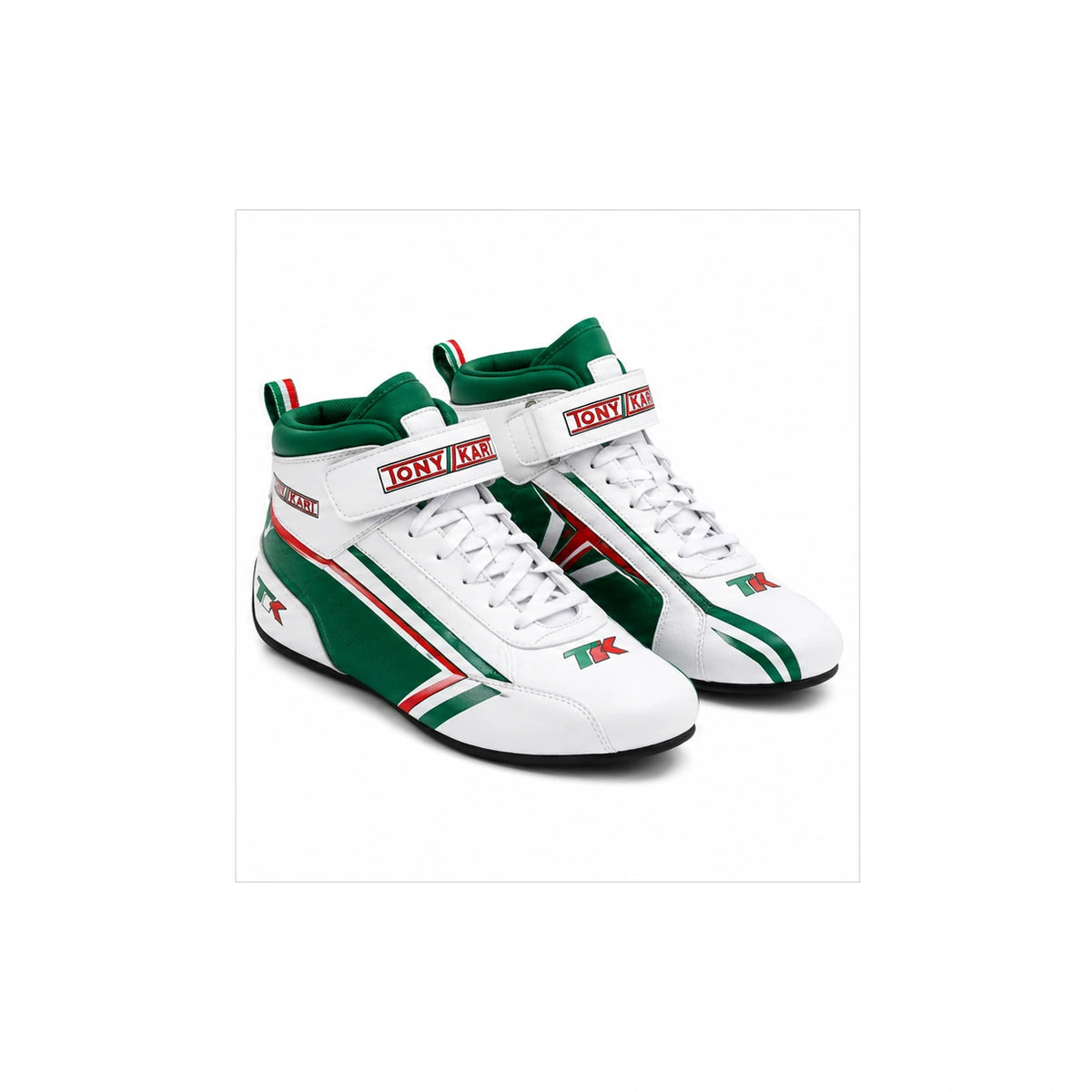 Tony Kart Racing Shoes Green White Red | Professional Karting Boots