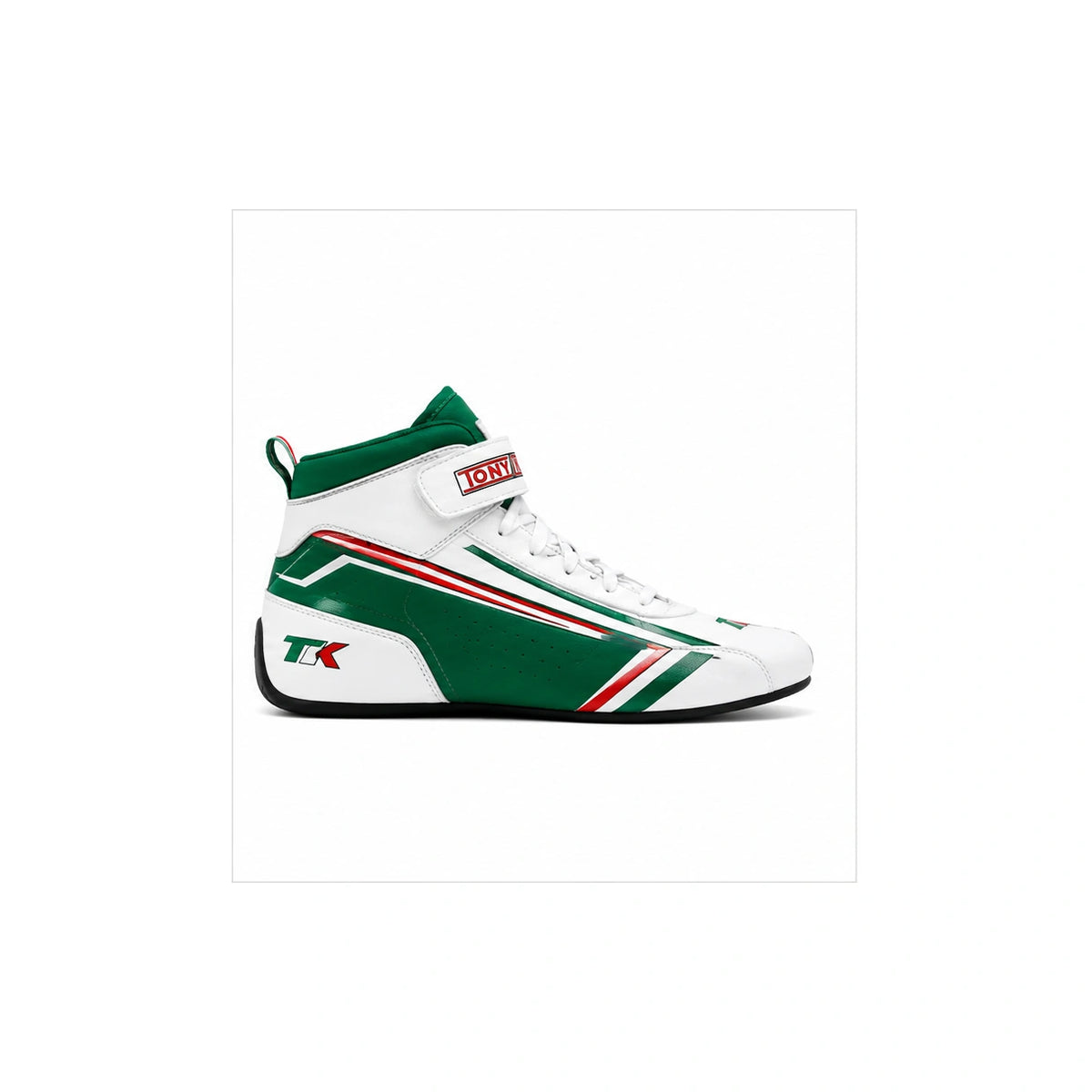 Tony Kart Racing Shoes Green White Red | Professional Karting Boots