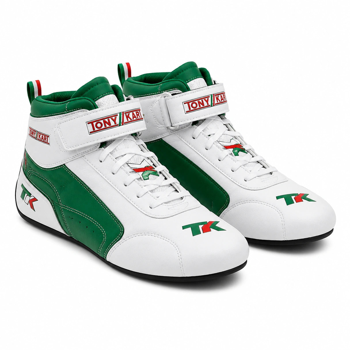 Tony Kart Racing Shoes Green White | Professional Go Kart Racing Shoes