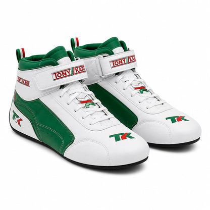 Tony Kart Racing Shoes Green White | Professional Go Kart Racing Shoes