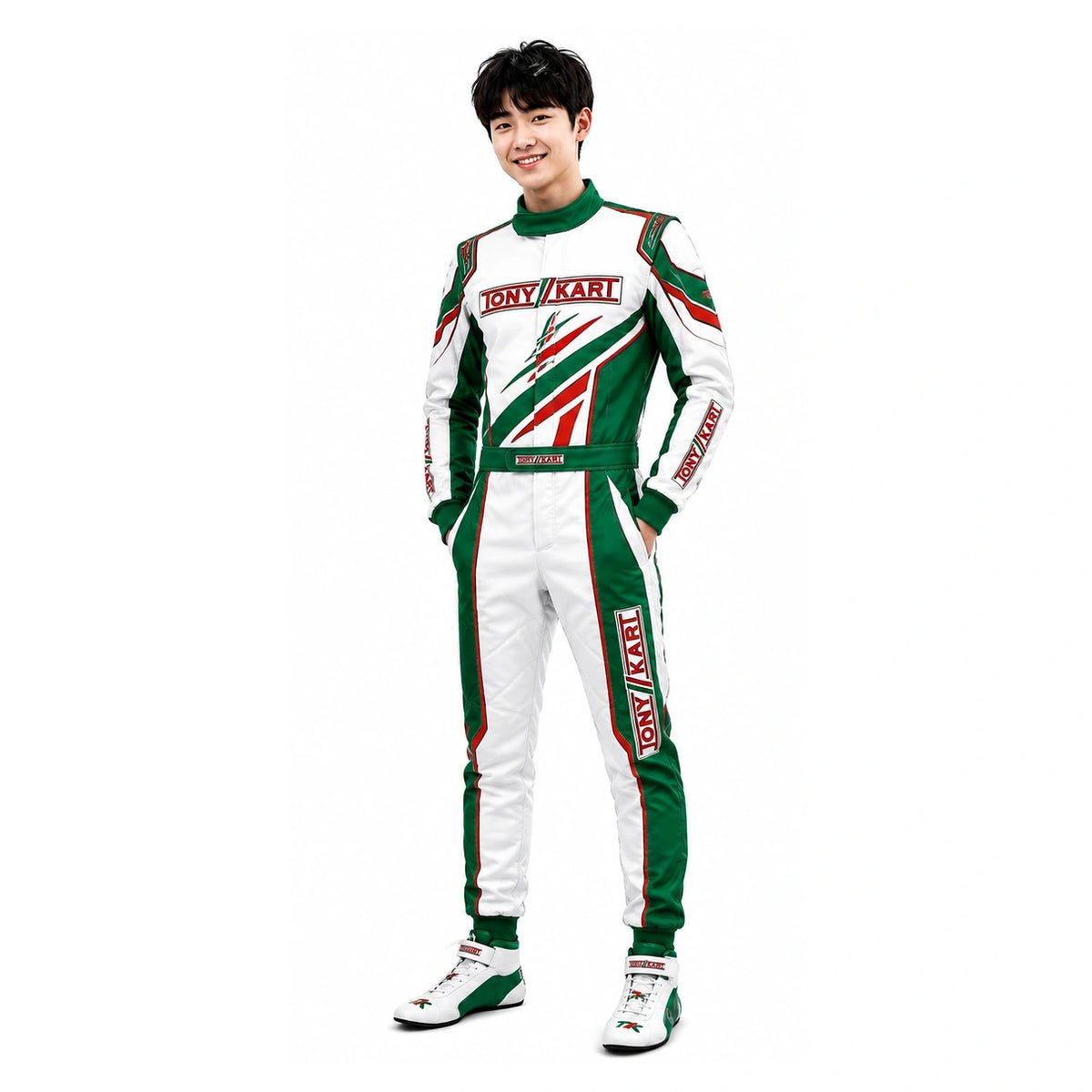 Tony Kart Racing Suit Green White Red | Professional Karting Race Suit