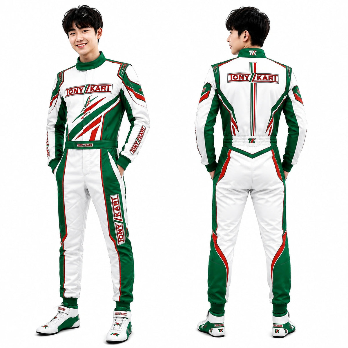Tony Kart Racing Suit Green White Red | Professional Karting Race Suit