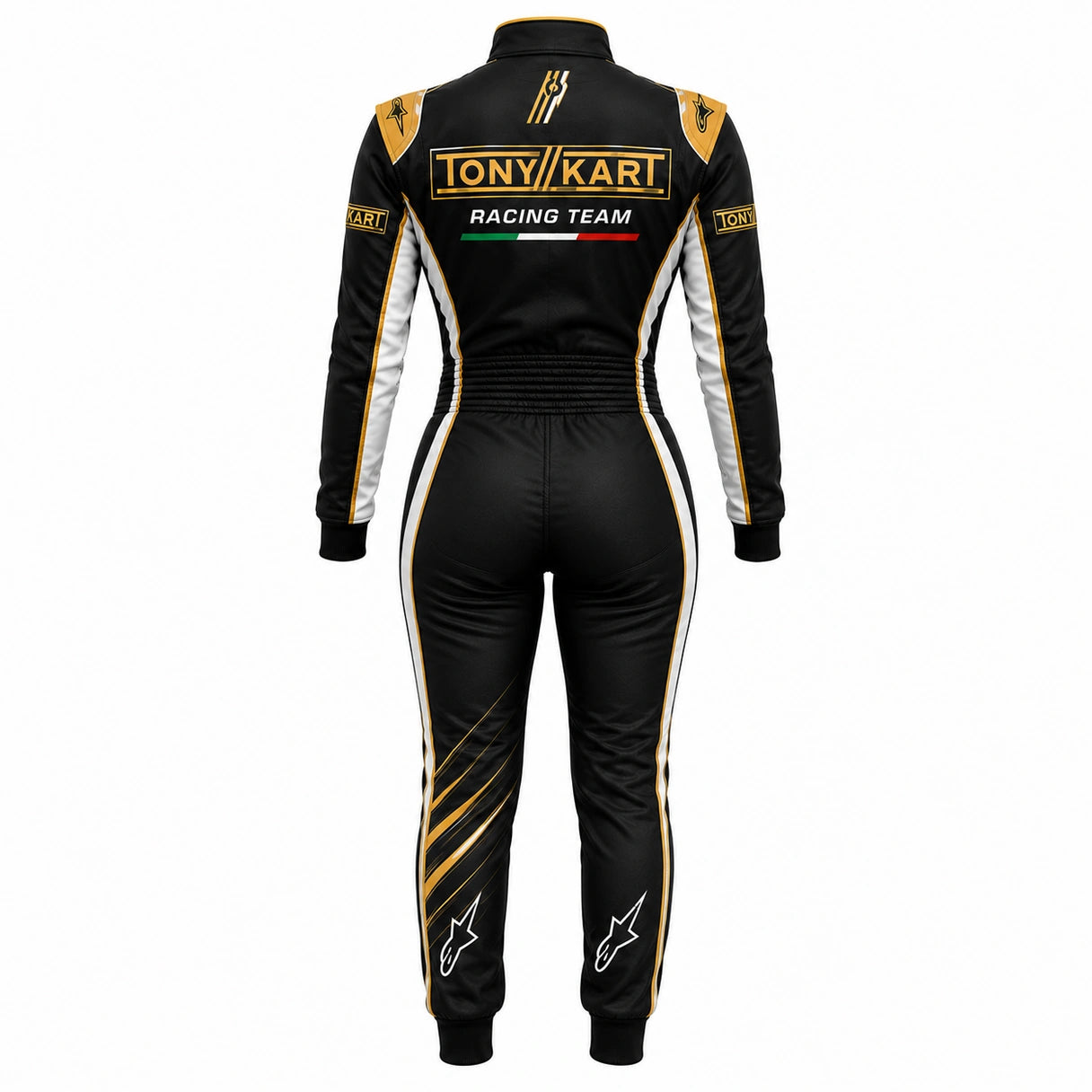 Tony Kart Women’s Racing Suit Black Gold White | Ladies Karting Suit