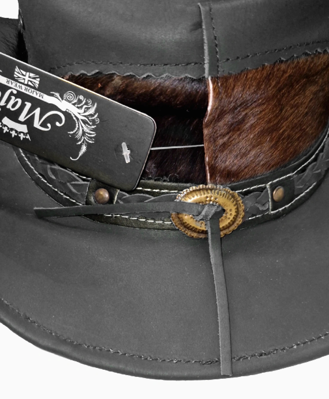 Black Leather Western Cowboy Hat with Cowhide Band – Stylish Ranch Hat