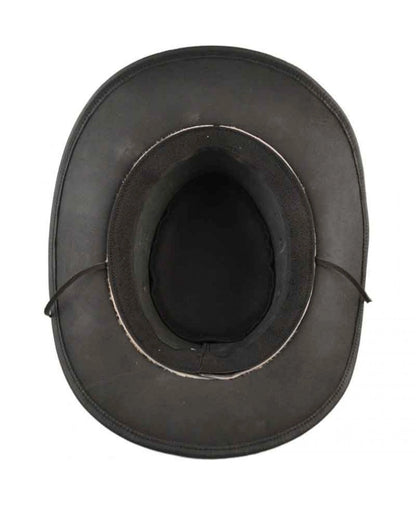 Black Leather Western Cowboy Hat with Cowhide Band – Stylish Ranch Hat