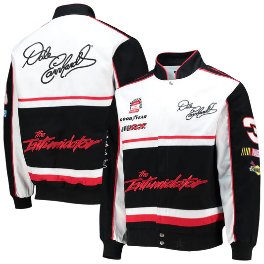 Men's Dale Earnhardt JH Design Black/White Twill Uniform Full-Snap Jacket | Official NASCAR Racing Jacket