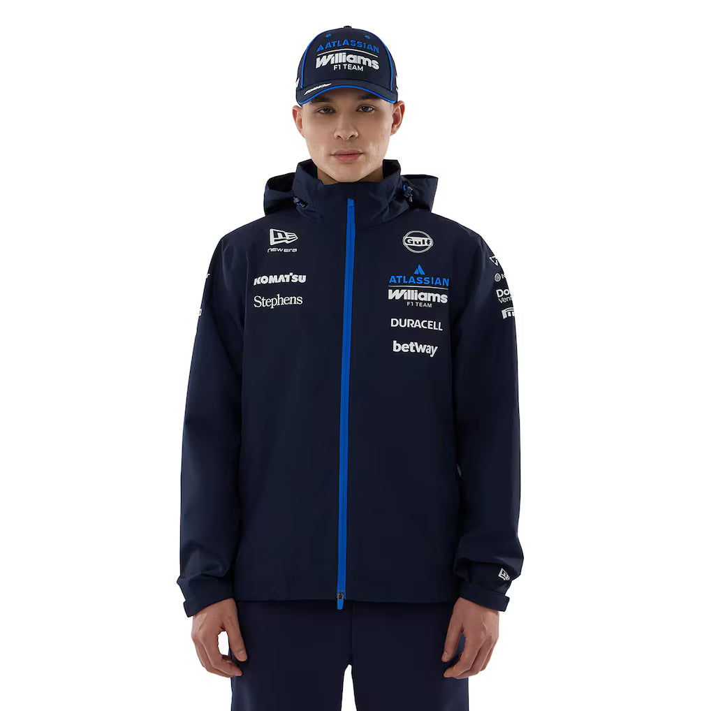 Williams Racing New Era Team Rain Jacket Replica | Official Style F1 Waterproof Hooded Jacket