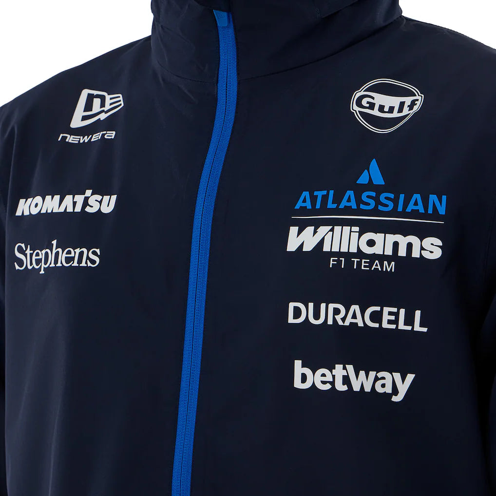 Williams Racing New Era Team Rain Jacket Replica | Official Style F1 Waterproof Hooded Jacket